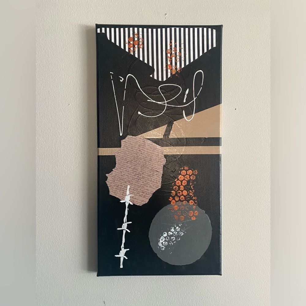 Abstract Art Painting Minimalist Mixed Media 10x20